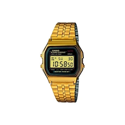 Immagine di Casio Orologio Quarzo Unisex, misura cassa 35.00mm con quadrante LCD Digitale e Cinturino Oro in metallo A159WGEA 1EF