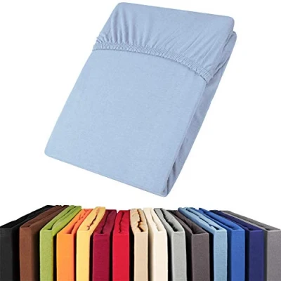 Immagine di aqua textil Viana lenzuolo elasticizzato topper spessori per letto contenitore cotone 140x200 160x200 cm blu