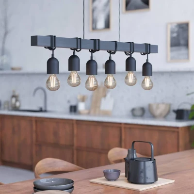 Immagine di EGLO Lampada a sospensione Townshend, lunghezza 100 cm nero, 6 luci.