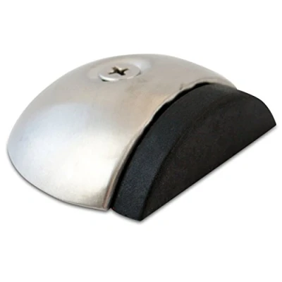 Immagine di Stoppwerk fermaporta in acciaio inox TS011 da pavimento con materiale di fissaggio e tampone gomma per L: 5,6 cm H: 1,7