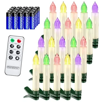 Immagine di DEUBA® Set 30 Candele a LED Albero di Natale Multicolore Batteria Wireless con Timer e Telecomando Lucine Natalizie