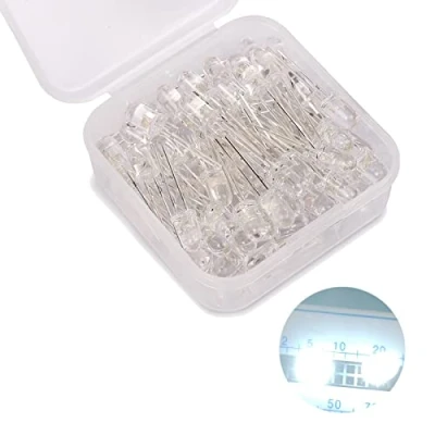 Immagine di 5mm Diodi Led, Emissione Led Alta Luminosità, 3V Diodo Multicolor per Progetto scientifico fai da te Componenti elettronici di illuminazione (Bianco 80Pezzi)