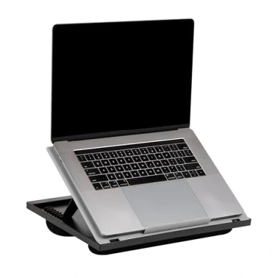 Immagine di Mind Reader Anchor Collection, scrivania portatile regolabile a 8 posizioni con cuscini integrati, grigio