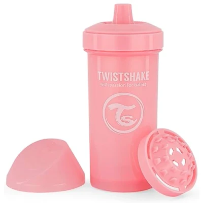 Immagine di Twistshake Biberon a Prova di Perdite con Beccuccio Rigido e Frullatore per Frutta 360ml, Bebè Senza BPA Tazza Sippy da Allenamento Bambini Rosa Chiaro