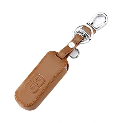 Immagine di Happyit Custodia in pelle per portachiavi auto Mazda 2 3 6 CX 5 CX5 Axela Atenza 7 9 MX5 tasti Smart Keychain (marrone)