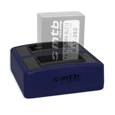 Immagine di Caricabatteria doppio Compact (USB) per DMW BLC12 BLC12E Leica BP DC12 Sigma 51 Cavo USB micro incluso (2 batterie simultaneamente caricabili)