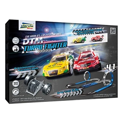 Immagine di Darda Turbo Fighter, Pista Circa 5,3 m, con 2 looping, Curve, 28 Pezzi e Auto da Corsa DTM, Set Gioco per Bambini dai 5 Anni in su, Multicolore, 50244