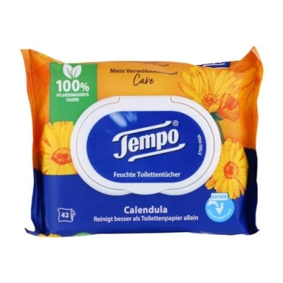 Immagine di Tempo Salviette umidificate per WC, motivo &quot;Il mio Verwöhnmoment&quot;: calendula e camomilla, 1 x 42 panni umidi in carta igienica (16 3200 g)