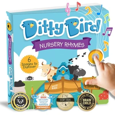 Immagine di DITTY BIRD Nursery Rhymes canzoni educative per bambini: giocattolo bambini con 6 pulsanti sonori imparare l’inglese. Libro musicale perfetto bilingui a partire dall’età di 1 anno.