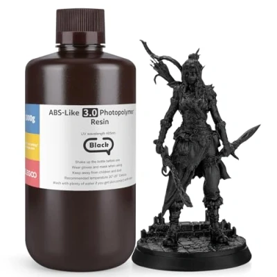 Immagine di ELEGOO Resina ABS Like 3.0, LCD UV Rapida Alta Precisione, Non Brittle, Migliorata Forza e Durezza per LCD/DLP Stampante 3D Fotopolimerica, Nero 1000G