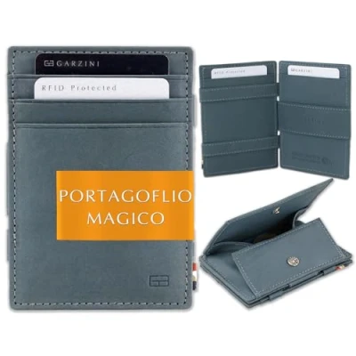 Immagine di GARZINI Portafoglio Magico in vera pelle, sottile e minimalista Magic Wallet da uomo con sistema di blocco RFID portamonete