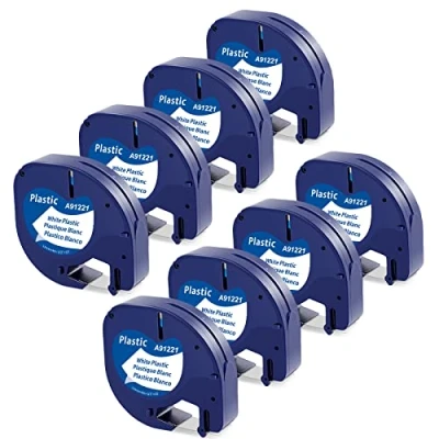 Immagine di MarkField Plastica Nastro per Etichette Compatibile Dymo Letratag White Label Nastri 12mm x 4m, Cartucce Ricarica 2000 LT 100H 100T 110T XR, Nero su Bianco