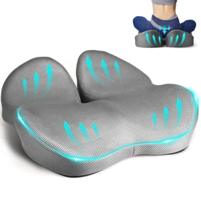 Immagine di Fwiull cuscino Sedia Ufficio, Sedile di Memory Foam, Auto, Modellamento dei fianchi, Rilievo sul Coccige Ergonomico per Divano, Ufficio