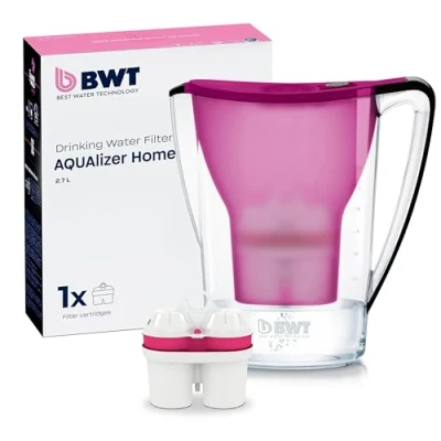 Immagine di BWT Aqualizer Home Water Filter Including 1 Cartridge Aubergine 2.7 L with Magnesium Drinking Filters Limescale, Chlorine, Lead &amp; Copper