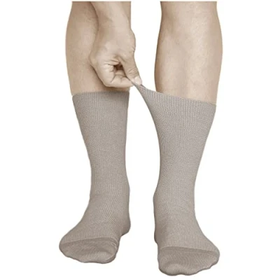 Immagine di vitsocks Calzini senza Elastico Sanitari 98% Cotone Uomo (3 PAIA) Non Stringono Morbidi, beige, 42 43
