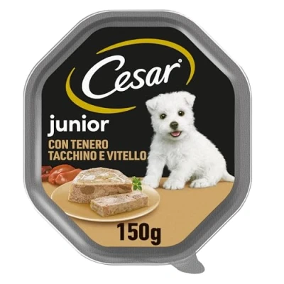 Immagine di Cesar Junior Cibo per Cane Cucciolo Puppy con tenero Tacchino e Vitello 150 g 14 vaschette