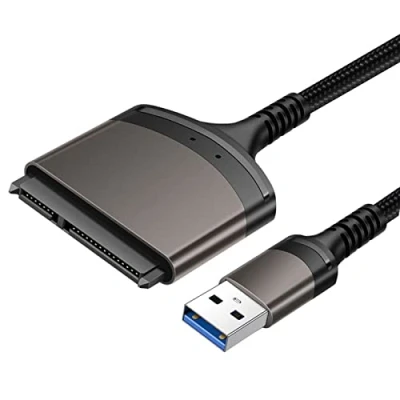 Immagine di EasyULT Adattatore USB 3.0 a SATA III, Convertitore Cavo Esterno per Dischi Rigidi 2.5&#039;&#039;, SSD/HDD da 2,5 Pollici, Supporta UASP, Windows XP/Vista/7/8/10 e Mac OS ECC Grigio