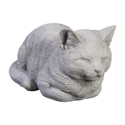 Immagine di gartendekoparadies.de Gatto sdraiato, statuetta in pietra, altezza 11 cm, 2 kg, grigio, resistente al gelo pietra grezzo per esterni