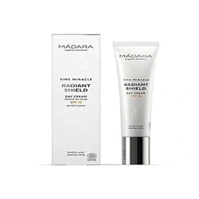 Immagine di MADARA Organic Skincare Time Miracle Radiant Shield Day Cream SPF15 40 ml, Age defying moisturiser, With Hyaluronic acid, Invisible UVA/UVB protection.