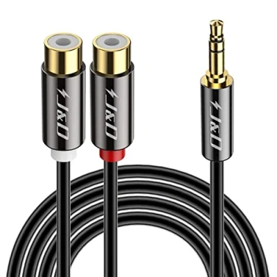 Immagine di J&amp;D 3.5mm a 2 RCA Cavo Adattatore Audio Stereo, Placcato in Oro Maschio Femmina Cavi RCA,Adatto Per DVD, Altoparlanti, Mixer Audio, 2.7m