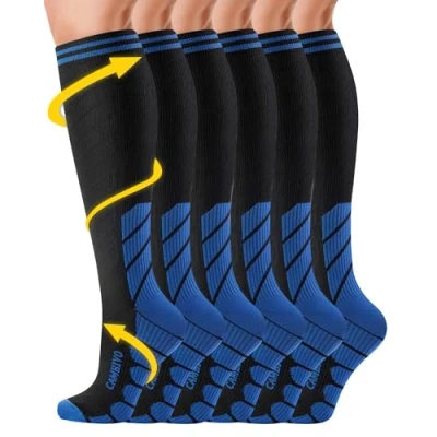 Immagine di CAMBIVO Calze Compressione Graduata Donna Uomo 3 Paia, a 20 30mmHg, Antitrombo Elastiche Compressione, Gambaletti Calzini per Sportive, Vene Varicose, Aereo, Corsa