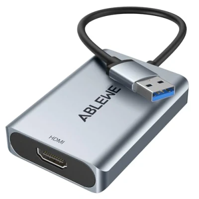 Immagine di ABLEWE Adattatore da USB a HDMI, aggiornato in alluminio HDMI 3.0.2.0 Audio Video Grafica Cavo per PC Laptop Monitor Proiettore Desktop TV, Supporto Mac OS, Windows 11/10/8.1/8/7
