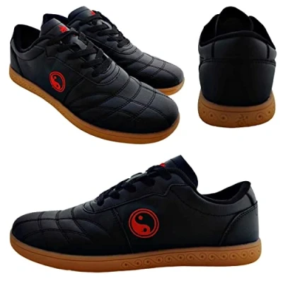 Immagine di Scarpe Tai Chi wu Shu Kung Fu Karate Taekwondo Calzature Sneakers Sportive Palestra Arti Marziali Antiscivolo (Nero, Numeric_39)