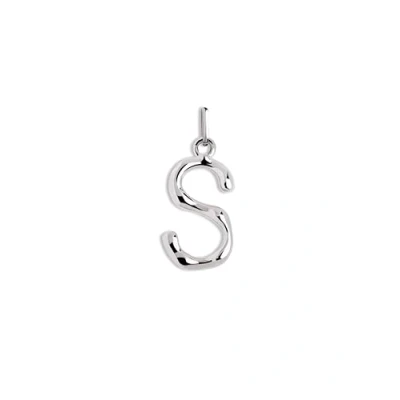 Immagine di SINGULARU Charm Letter XL Pendente Iniziale in Ottone con Finitura Placcata Rodio Lettere A Z Combinabile Collana Gioielli da Donna Lettera S