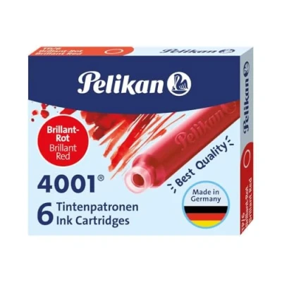 Immagine di Pelikan TP/6 Set Cartucce Inchiostro 4001 per Stilografiche TP6, Confezione Risparmio 60 Cartucce, 10 Scatole da 6 Rosso