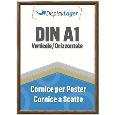 Immagine di DisplayLager Cornice a Scatto da 25 mm, Profilo in Alluminio e Disco di Protezione antiriflesso Materiale Fissaggio (A1, Aspetto legno)