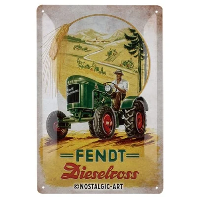 Immagine di Nostalgic Art Targhe Vintage, Fendt Dieselross Idea regalo per amanti dei trattori, in metallo, Design retrò decorazione, 20 x 30 cm