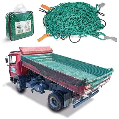 Immagine di CargoVA® Rete di rimorchio intelligente 3,5 x 8 m, con corda in gomma, tasca e marcatura degli angoli, per un perfetto fissaggio del carico