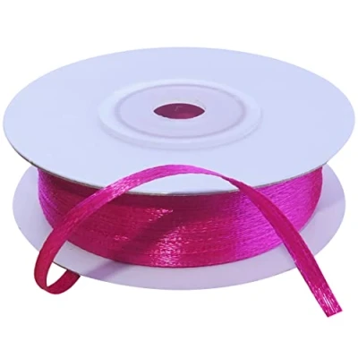 Immagine di AERZETIX C55359 Rotolo di nastro raso satinato 3mm x 50m colore rosa fucsia striscia imballaggio regalo decorazione matrimonio compleanno festa in poliestere