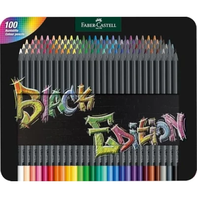 Immagine di Confezione in metallo con 100 matite colorate Black Edition