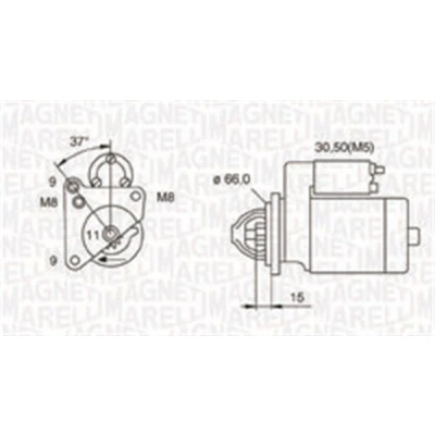Immagine di MAGNETI MARELLI 063721260010 Motorino di avviamento 12 1,3 11 CITROËN: C3 I Hatchback, C5 III Station Wagon, Xsara Picasso, PEUGEOT: 206 Hatchback