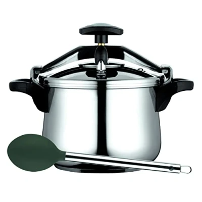 Immagine di Fagor Classica pompa pentola a pressione 6 litri, induzione, Express, acciaio inossidabile 18/10, tutti i tipi di cucine, fondo termico diffusore, 3 sistemi sicurezza, include cucchiai Melier in