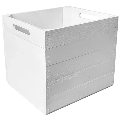 Immagine di Creative Deco 4X Cassetta in Legno Bianca Adatta agli Scaffale Kallax Cestino Portaoggetti con Maniglie 33x37x33cm Cubi Portaoggetti, Scatola Contenitori per Armadio Salvaspazio