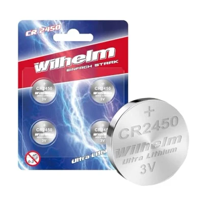 Immagine di Wilhelm, 4 pile a bottone al litio CR2450, 3 V, 600 mAh, ø24,5 x 5,0 mm, DL 2450 CR