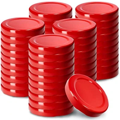 Immagine di KADAX Tappo a vite fi53 mm, set di coperchi Twist Off in metallo, adatto per bicchieri da 115 ml, coperchio ricambio con 4 denti, bottiglie e barattoli (50 pezzi, rosso)