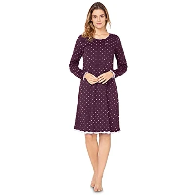 Immagine di e.Femme Camicia da Notte Donna Marion 333, in Cotone, con Modal, Bordeaux, 44