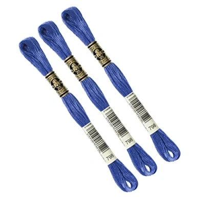 Immagine di DMC Set di 3 matasse BLU, filo da ricamo mulinato 117 MC, 100% cotone, adatto a tutte le tecniche e supporti, ideale per punto croce
