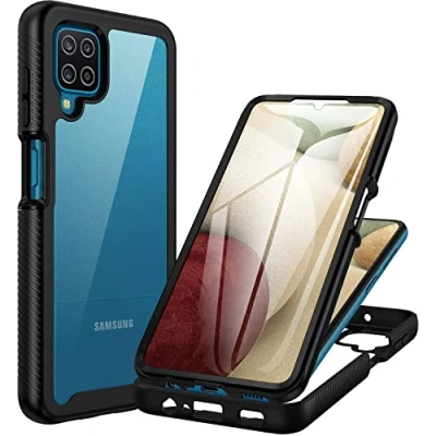 Immagine di CENHUFO Cover Samsung A12 /M12, Custodia /M12 Antiurto 360 Gradi con Protezione Schermo Integrata Rugged Trasparente Case Fronte Retro Doppia per Galaxy Nero