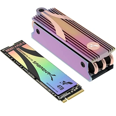 Immagine di Sabrent SSD 4TB, interno, NVMe PCIe M.2 2280, Disco a stato solido ad alte prestazioni, Gen 4, fino 7Gbps, Rocket 4 Plus G con dissipatore di calore (SB RKTG GHSK 4TB)