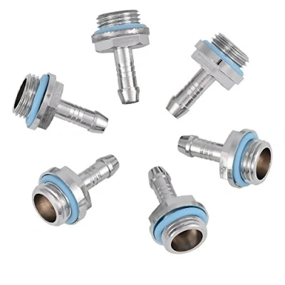 Immagine di Bewinner Barb Fittings 6 PCS PC Raffreddamento ad acqua Raccordo a due getti G1 / 4 Filettatura Connettore per tubo, acciaio inossidabile(7.2mm)