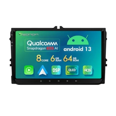 Immagine di Eonon 9 pollici QLED Schermo Tattile Android 13 con GPS Sat Nav CarPlay Auto 8 core 6+64GB 4G LTE Bluetooth WiFi DSP for SEAT/Skoda Supporto DAB+ BackUp Camera VWA12S