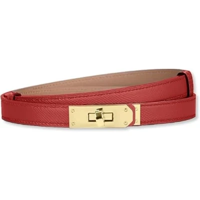 Immagine di HEVIBK Cintura in pelle da donna, pelle, 18 mm, sottile, rosso/oro, Average code