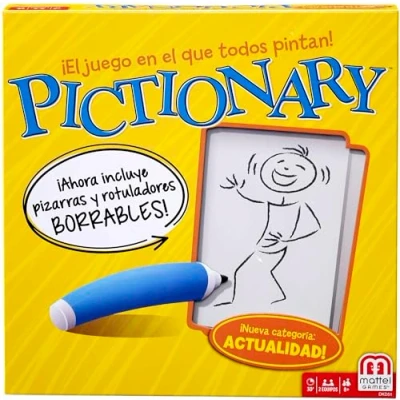 Immagine di Pictionary Disegna l&#039;Indizio della Carta e Prova ad Indovinare, Gioco di Carte per Serate in Famiglia con Amici, Pennarelli Lavagnette Inclusi, Versione Spagnola, 8+ Anni, ‎DKD51