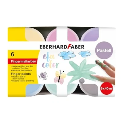 Immagine di Eberhard Faber 578604 colori a dita EFA Color, 6 pastello da 40 ml ciascuno, atossici per bambini