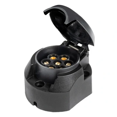 Immagine di AMiO 03214 Presa rimorchio 7 nero caravan con coperchio 12, 24