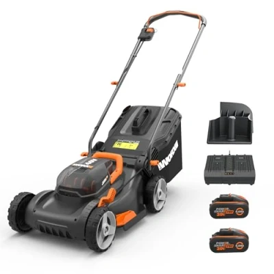 Immagine di WORX WG743E tosaerba a batteria 40 V professionale con funzione di pacciamatura e PowerShare senza cavo ideale per giardini fino 500 m²